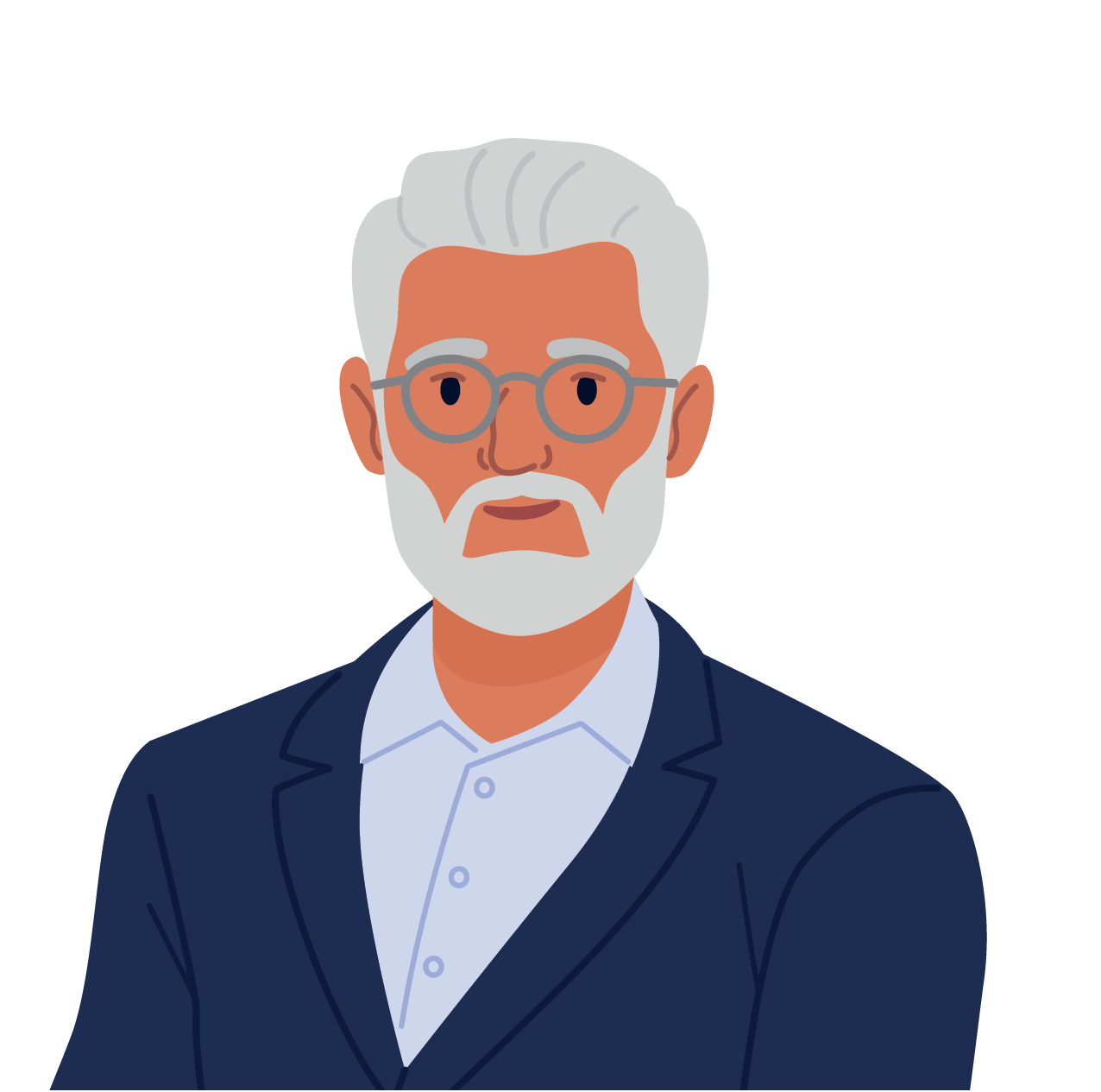 Een oude man met een witte baard, bril en haar. Een oude man met een witte baard, bril en haar.